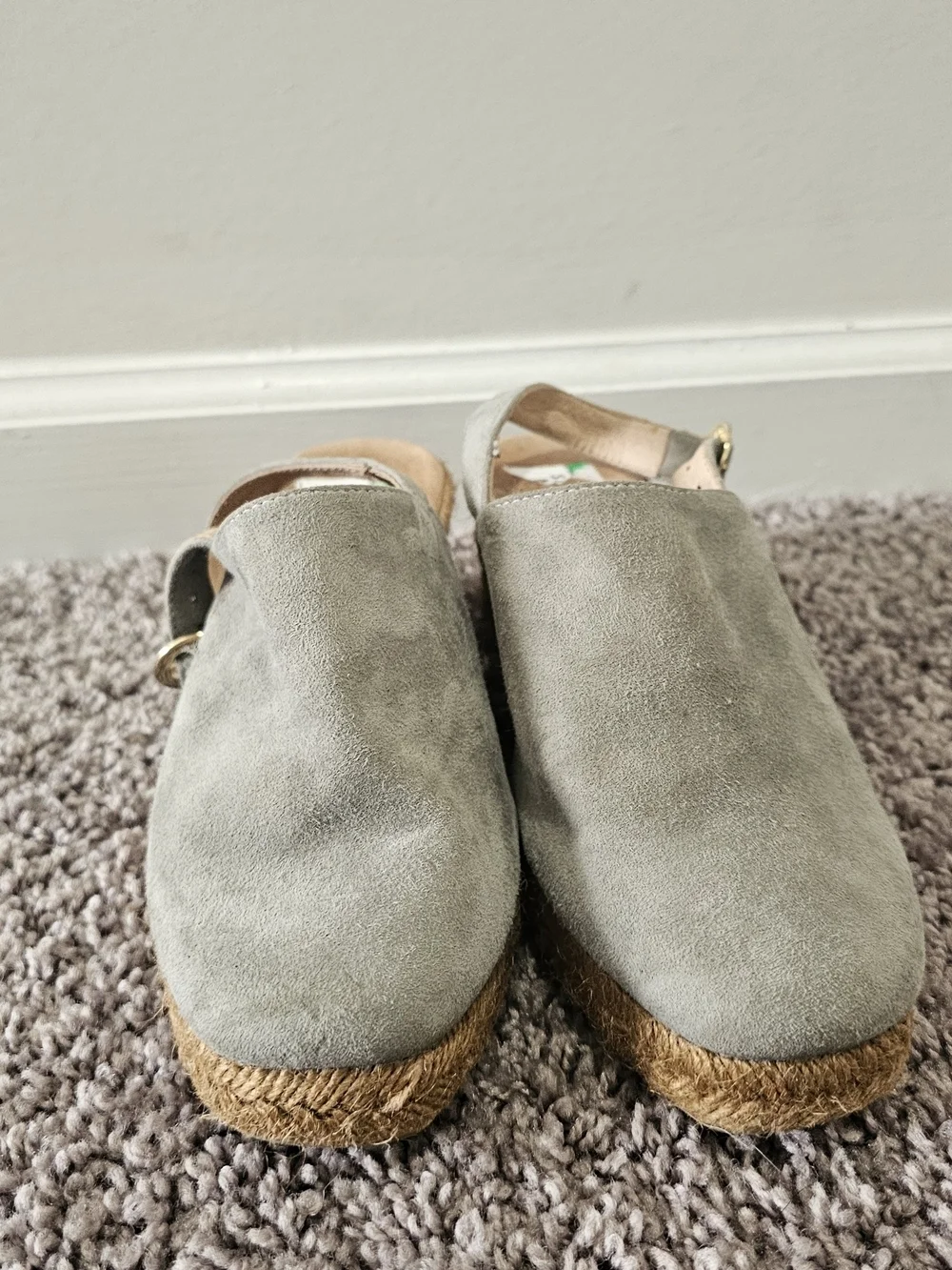 Gray Suede Espadrille Wedge Slingback - Women's Suede Comfort